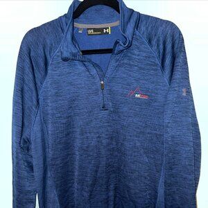 Under Armour Men's 1/4 Zip Pullover Size L Blue Long Sleeve With Logo